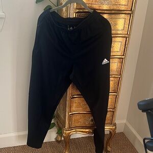 Men’s adidas Black Athletic Joggers with White Logo  small